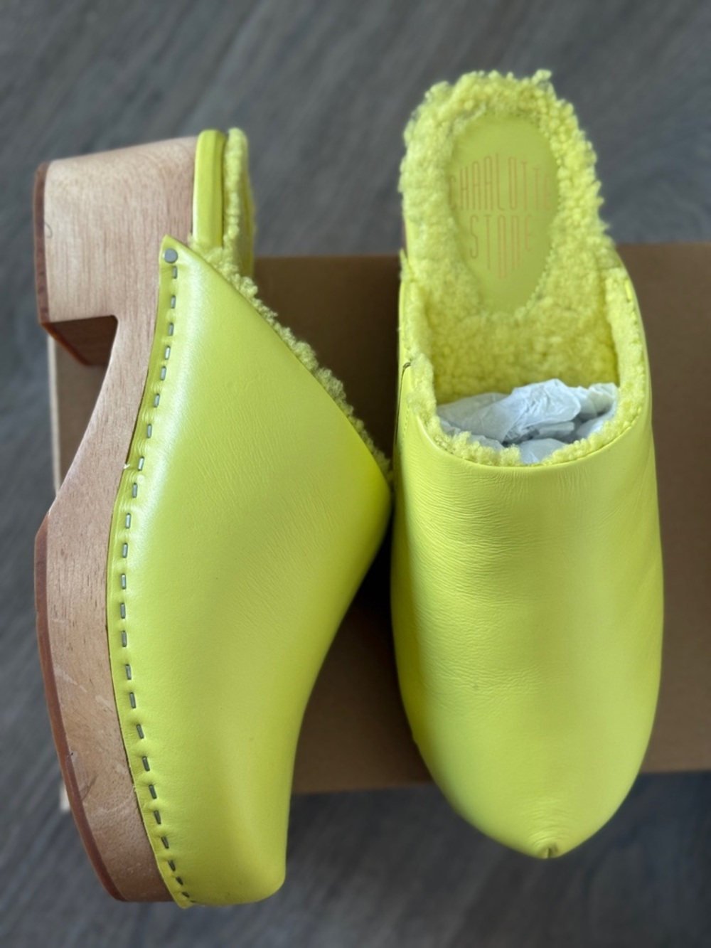 Charlotte Stone “Martino Puff” Shearling Platform clogs